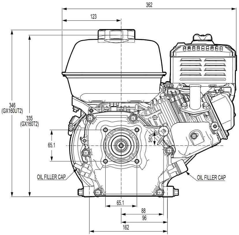 MOTOR HONDA GX-160 163 c. c., tipo QHB1, con cigüeñal, 20 x 61,5 mm - Imagen 3