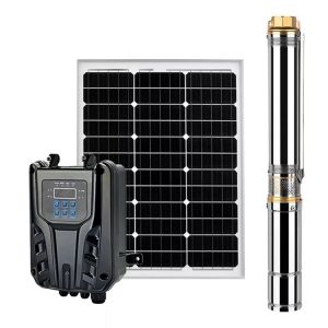 Bomba solar para pozos profundos, CC 24 V, 250 W, sumergible, hasta 27 m, 4 m³/h